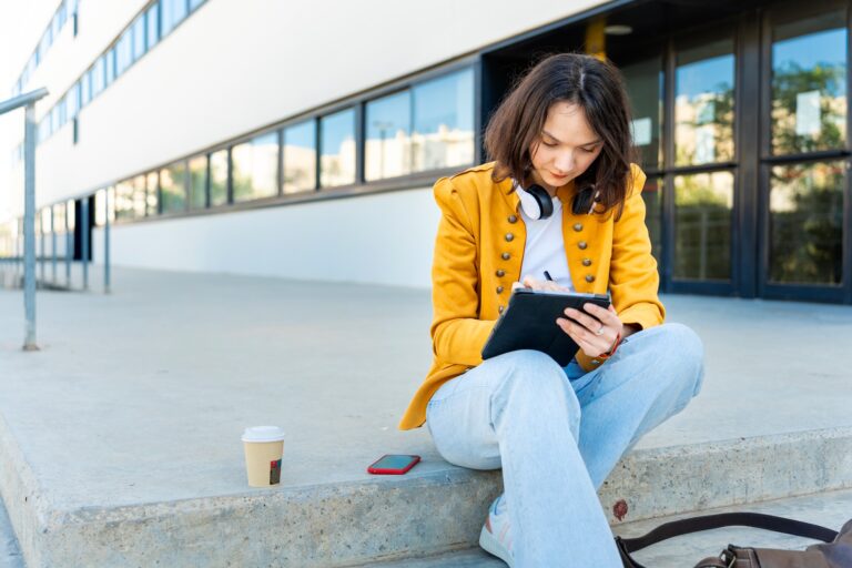Romanian student studying for law exams