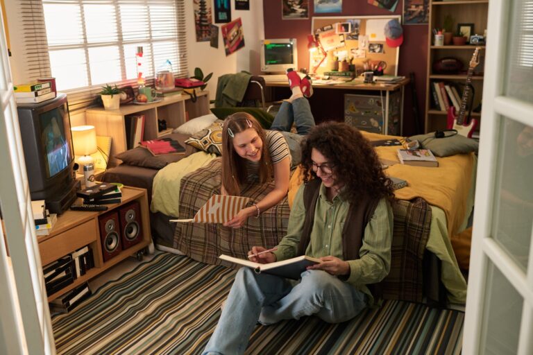 Studying Together in Cozy Bedroom Sharing Ideas