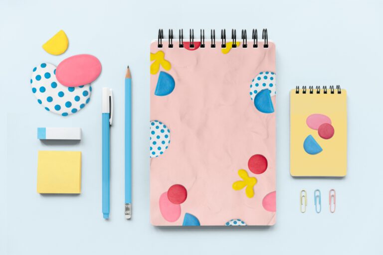 Creative stationery set in cute clay craft kids pattern