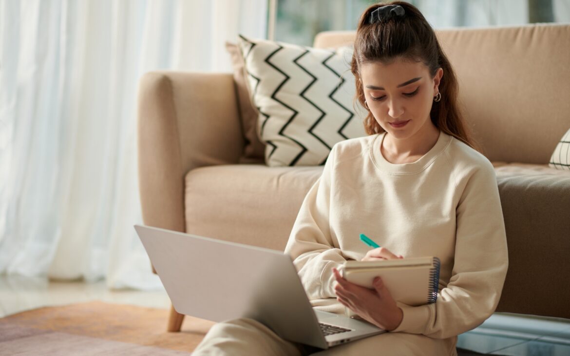 Girl Studying at Home
