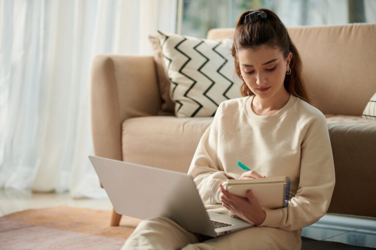 Girl Studying at Home